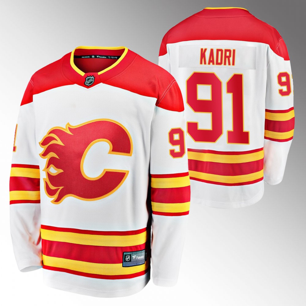 Flames #91 Nazem Kadri White Away Jersey