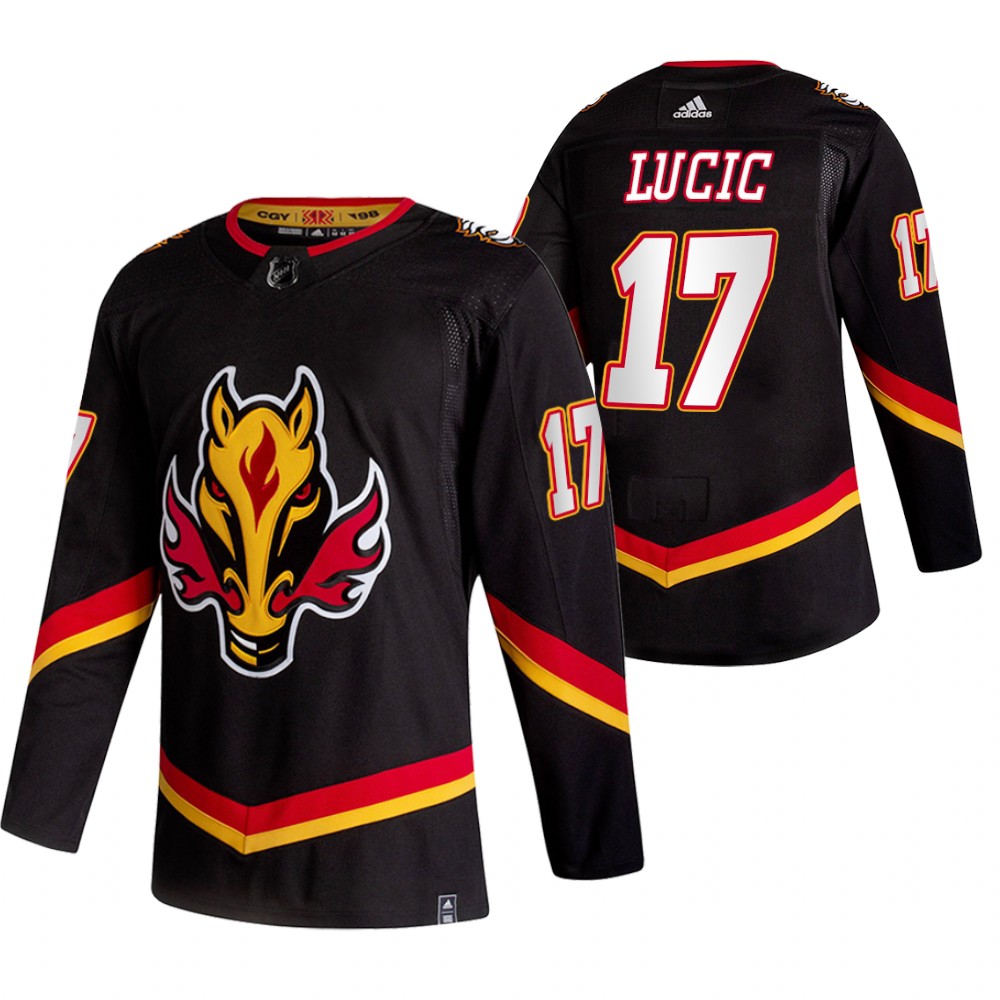 Flames 2021 Reverse Retro #17 Milan Lucic Black Jersey Special Edition Authentic