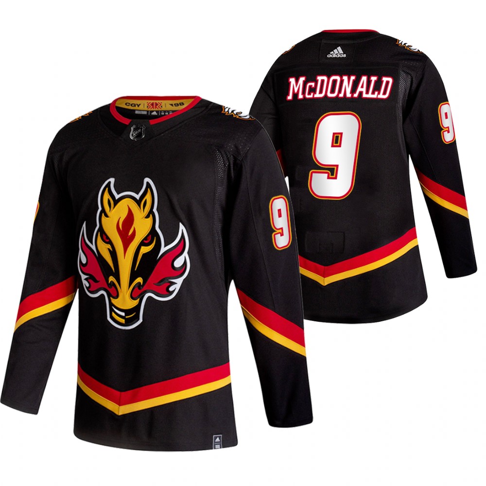 Flames 2021 Reverse Retro #9 Lanny McDonald Black Jersey Special Edition Authentic