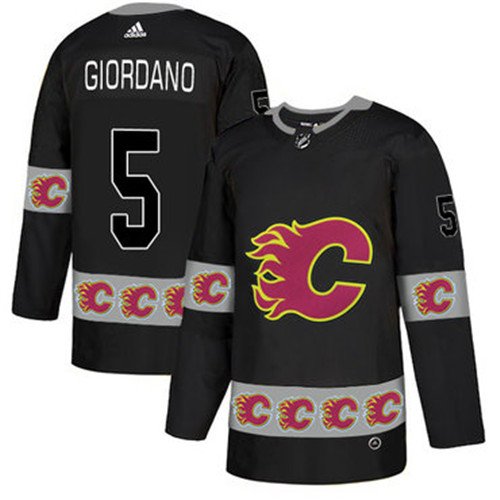 Flames 5 Mark Giordano Black Team Logos Fashion Adidas Jersey