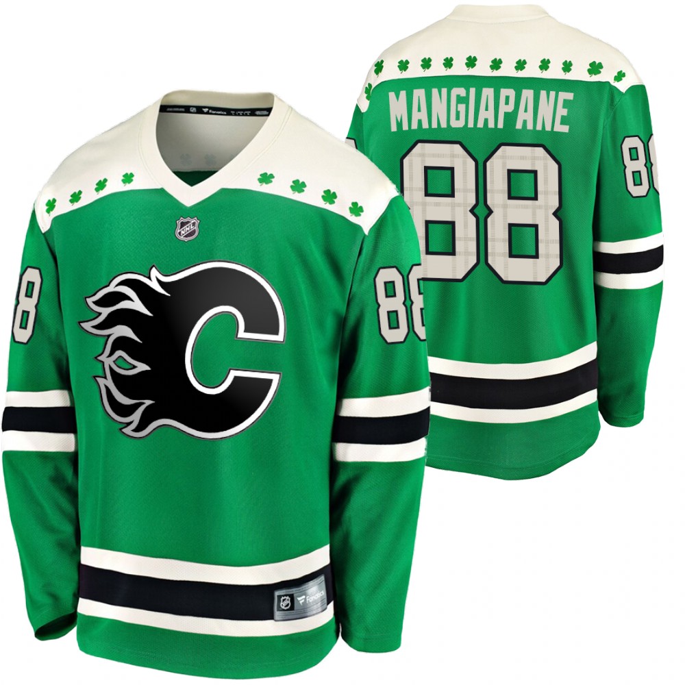 Flames Andrew Mangiapane 2020 St. Patrick's Day Green #88 Breakaway Jersey