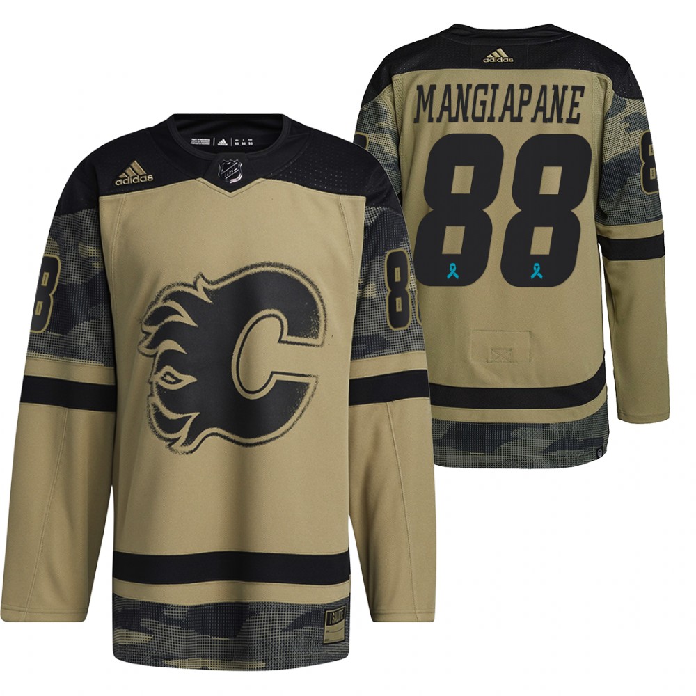 Flames Andrew Mangiapane Canadian Armed Force Camo 2021 CAF Night Jersey