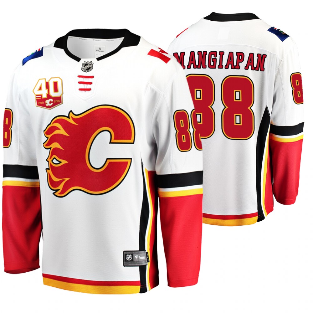 Flames Andrew Mangiapane White 40th Anniversary Breakaway Away Jersey