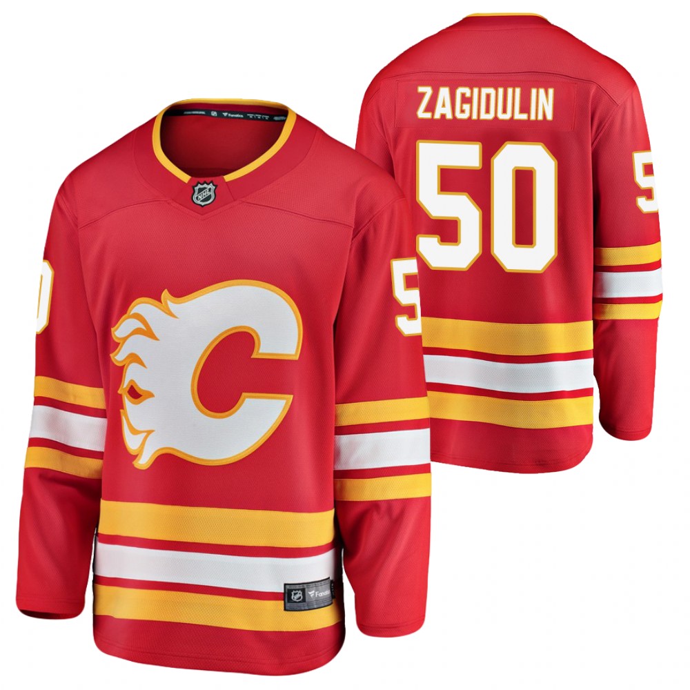 Flames Artyom Zagidulin Jersey Alternate Red Breakaway Player Men's