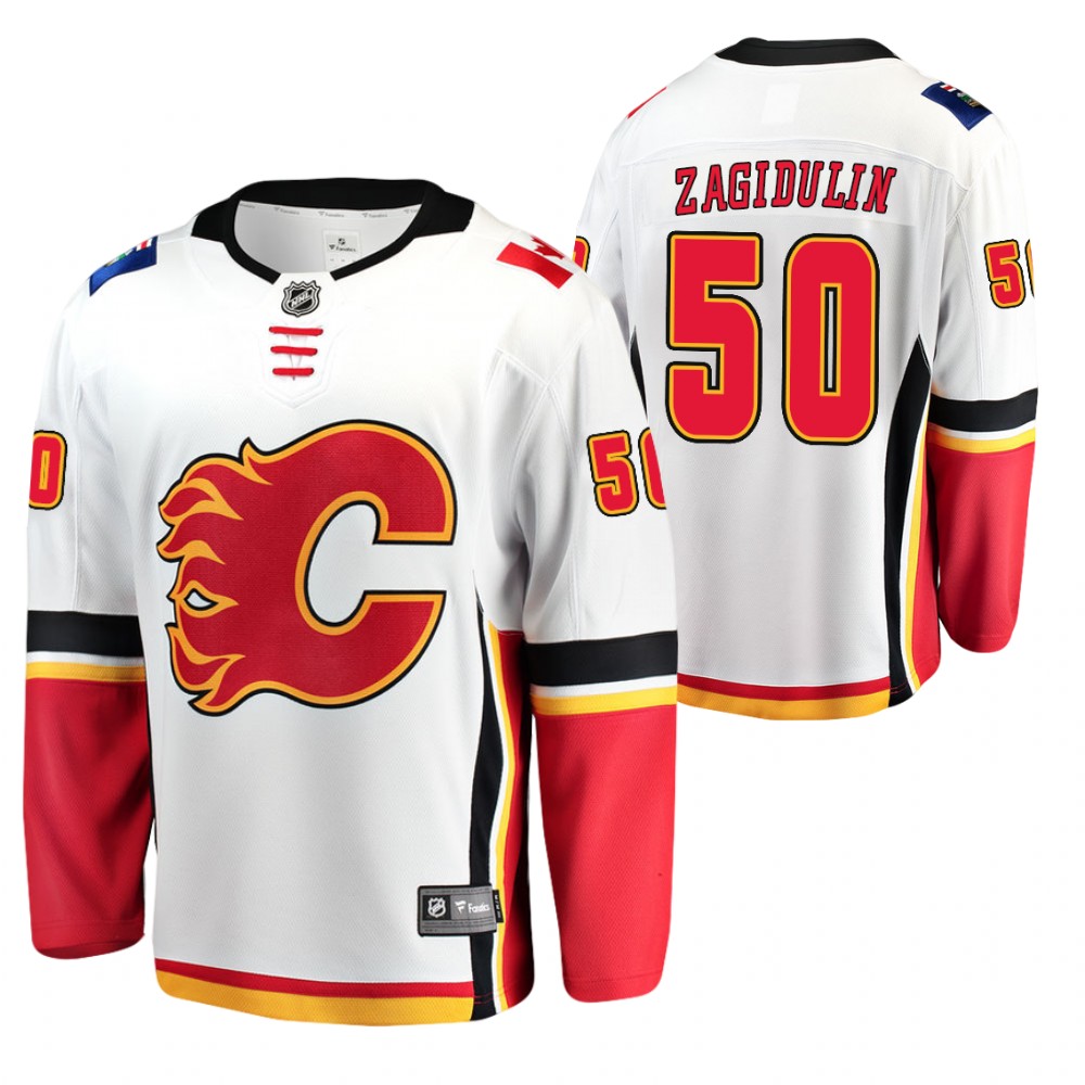 Flames Artyom Zagidulin Jersey Away White Breakaway Player Men's