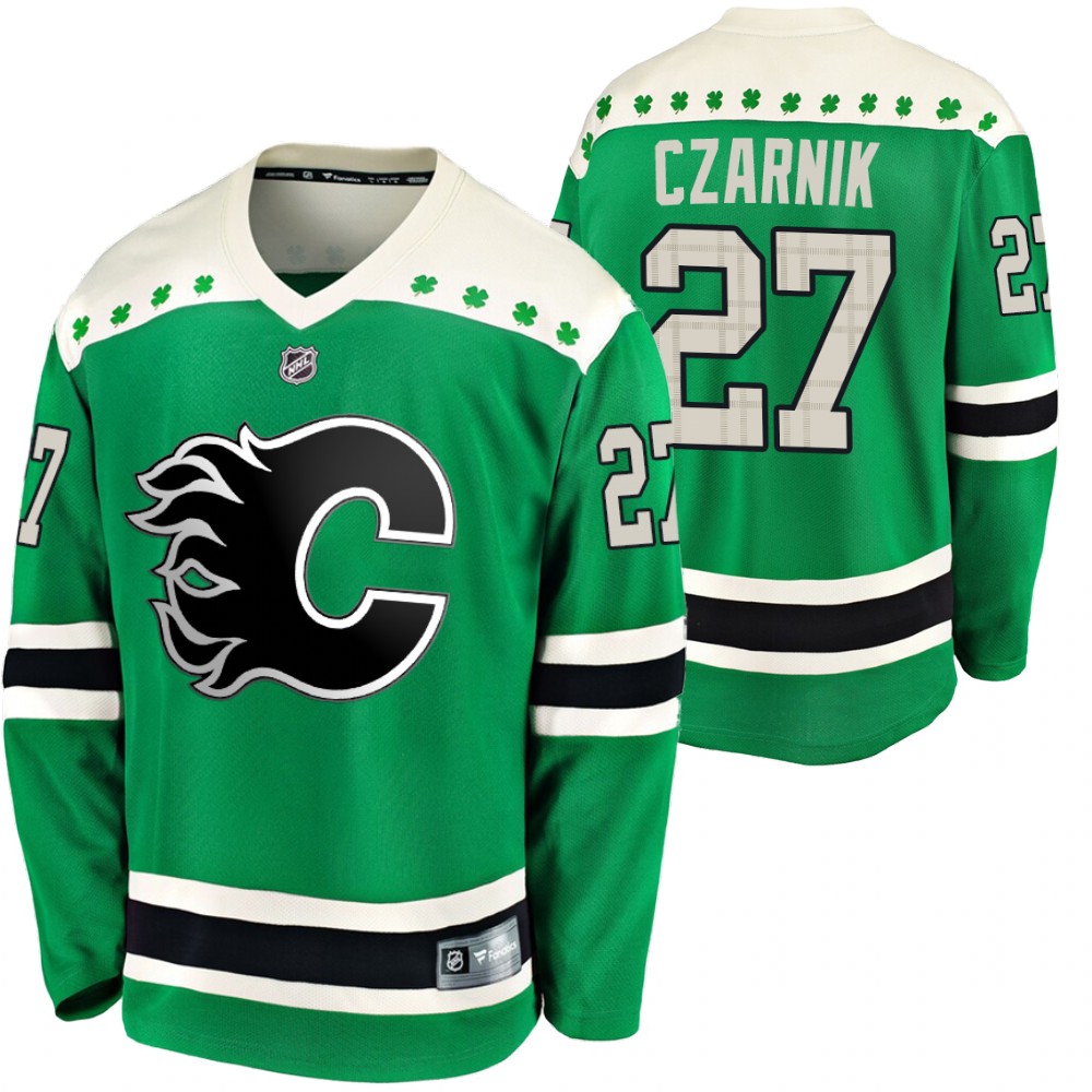 Flames Austin Czarnik 2020 St. Patrick's Day Green #27 Breakaway Jersey
