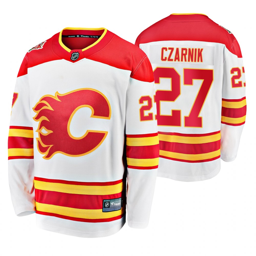 Flames Austin Czarnik White 2019 Heritage Classic Breakaway Player Jersey