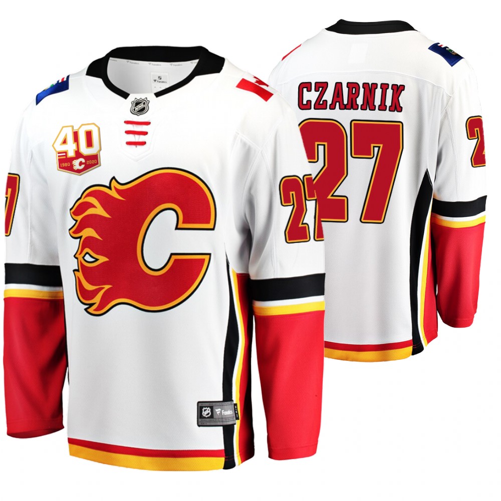 Flames Austin Czarnik White 40th Anniversary Breakaway Away Jersey