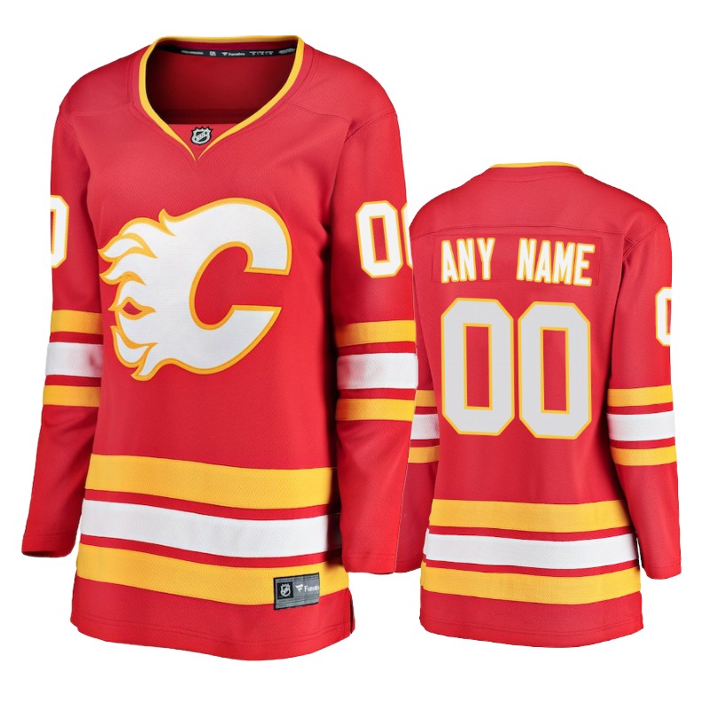Flames Custom Red Fanatics Branded Alternate Jersey