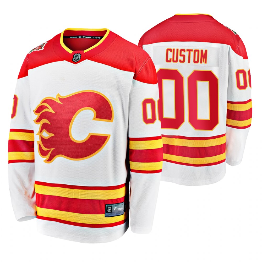 Flames Custom White 2019 Heritage Classic Breakaway Player Jersey