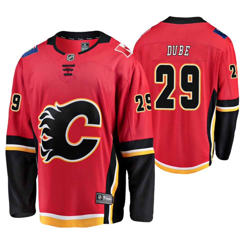 Flames Dillon Dube Red Breakaway Player Home Jersey