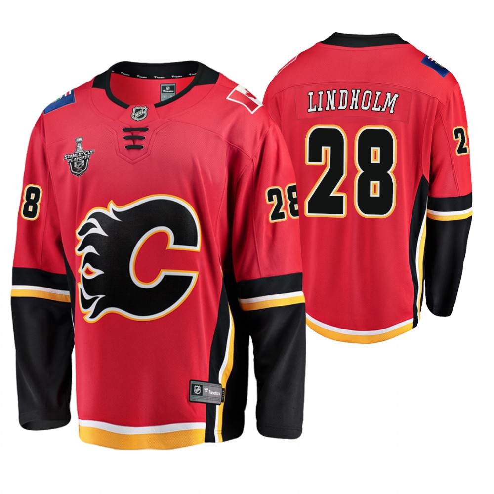 Flames Elias Lindholm Red Breakaway Player Stanley Cup Playoffs Jersey