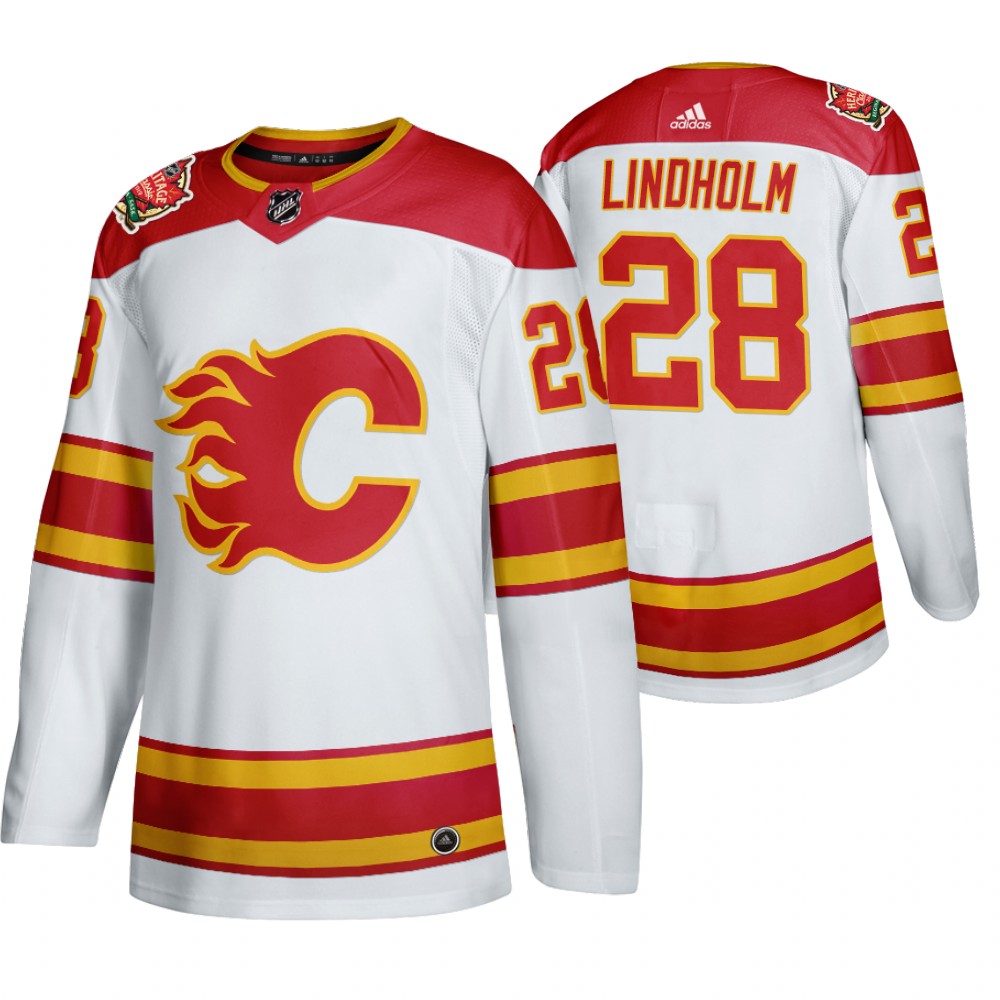 Flames Elias Lindholm White 2019 Heritage Classic Authentic Jersey