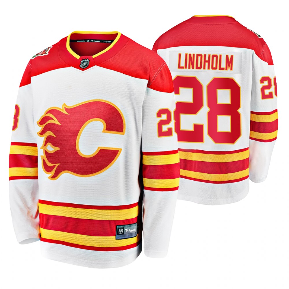 Flames Elias Lindholm White 2019 Heritage Classic Breakaway Player Jersey
