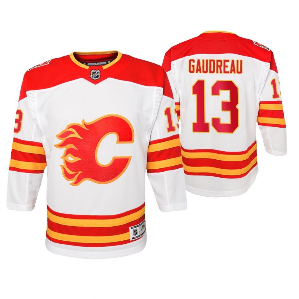 Flames Johnny Gaudreau White Youth 2019 Heritage Classic Jersey