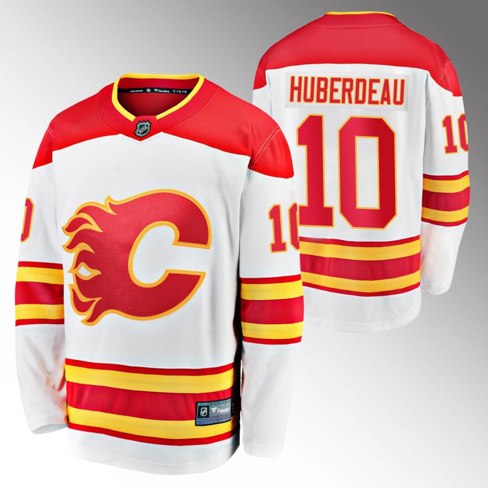 Flames Jonathan Huberdeau Jersey Away White Breakaway Player Men