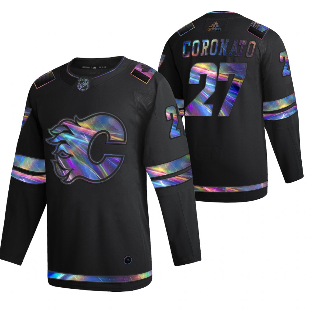 Flames Matthew Coronato 2021-22 Iridescent Holographic Black Limited Jersey