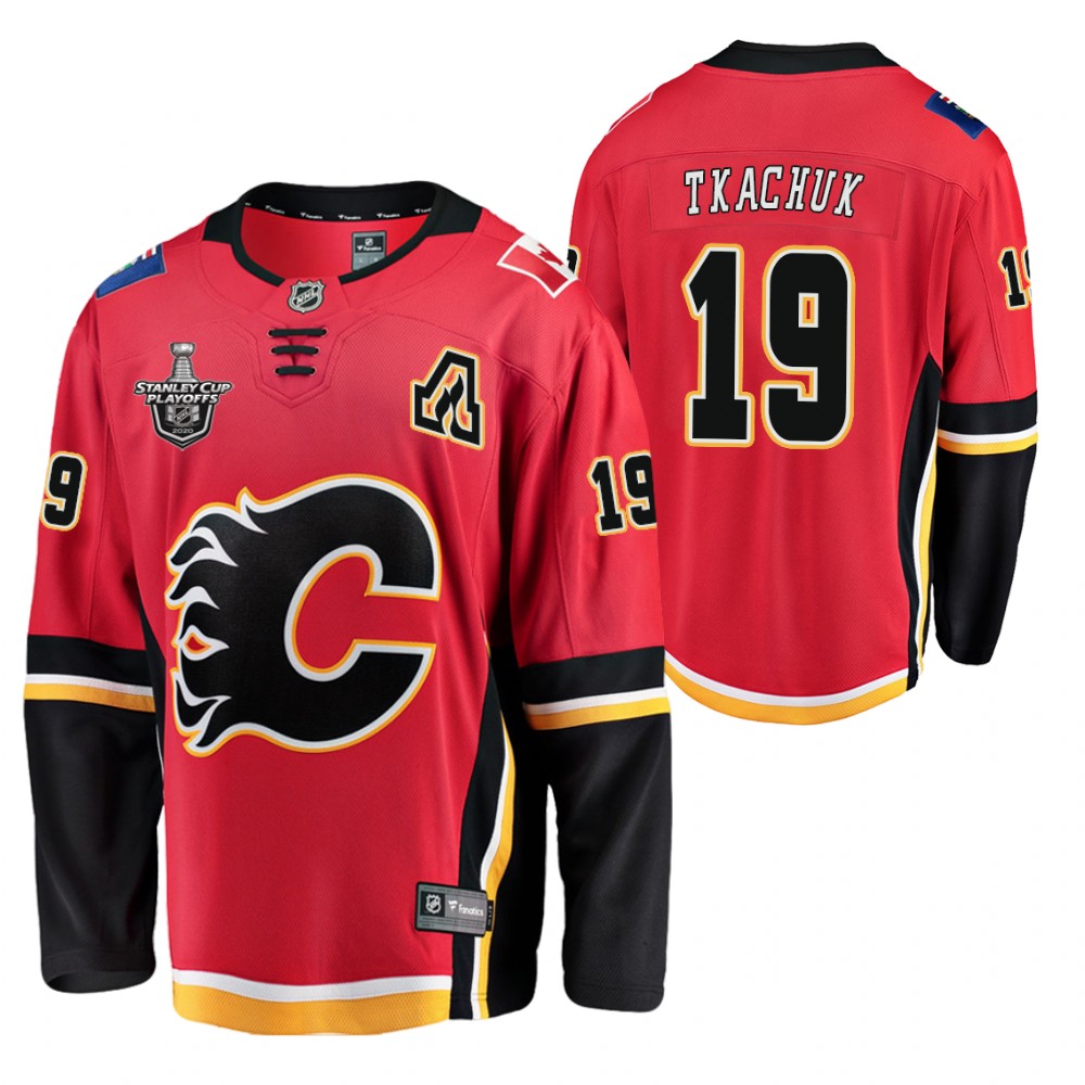 Flames Matthew Tkachuk Jersey 2020 Stanley Cup Playoffs Red Home Men's