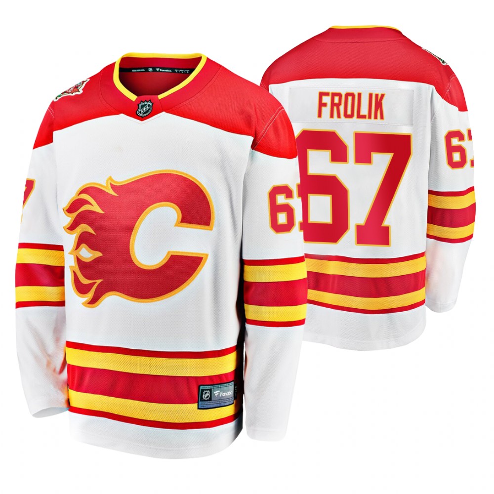 Flames Michael Frolik White 2019 Heritage Classic Breakaway Player Jersey