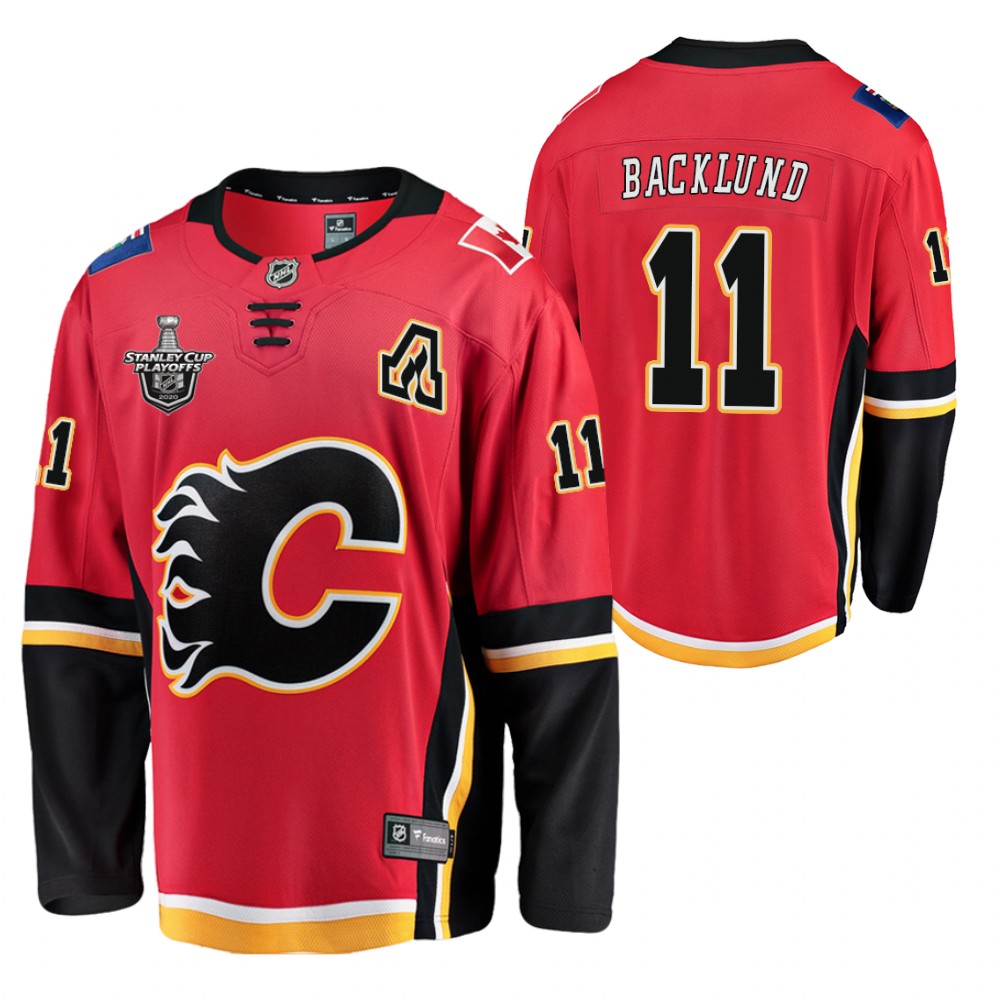 Flames Mikael Backlund Jersey 2020 Stanley Cup Playoffs Red Home Men's