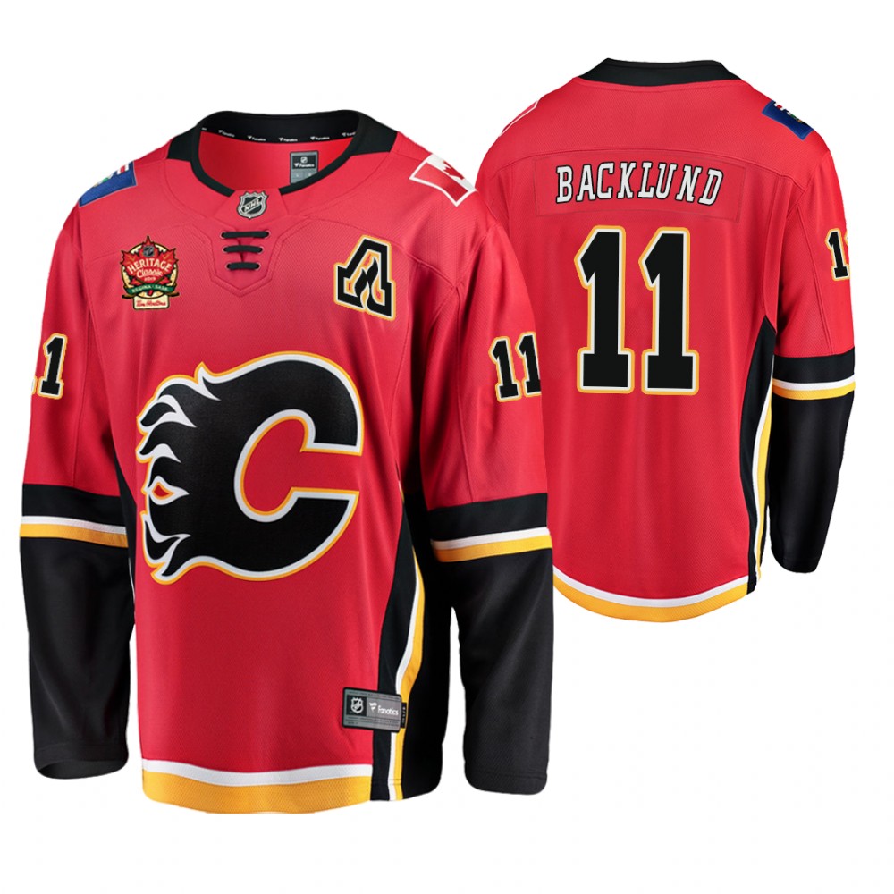 Flames Mikael Backlund Red 2019 Heritage Classic Breakaway Player Jersey