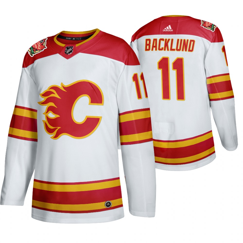 Flames Mikael Backlund White 2019 Heritage Classic Authentic Jersey