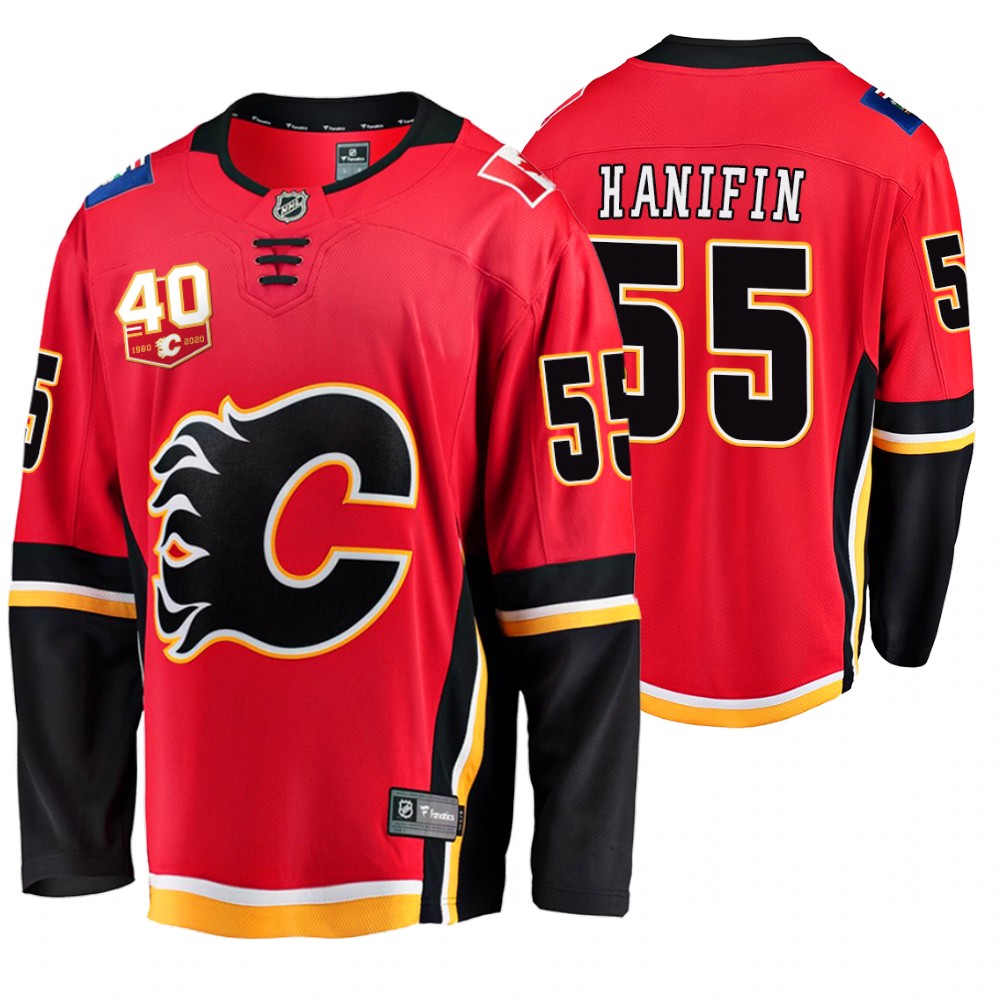 Flames Noah Hanifin Red 40th Anniversary Breakaway Home Jersey