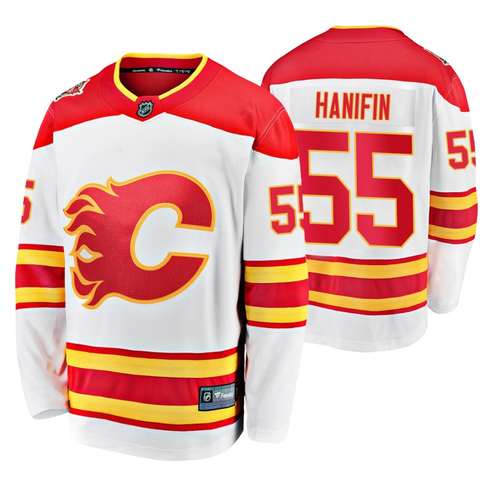Flames Noah Hanifin White 2019 Heritage Classic Breakaway Player Jersey