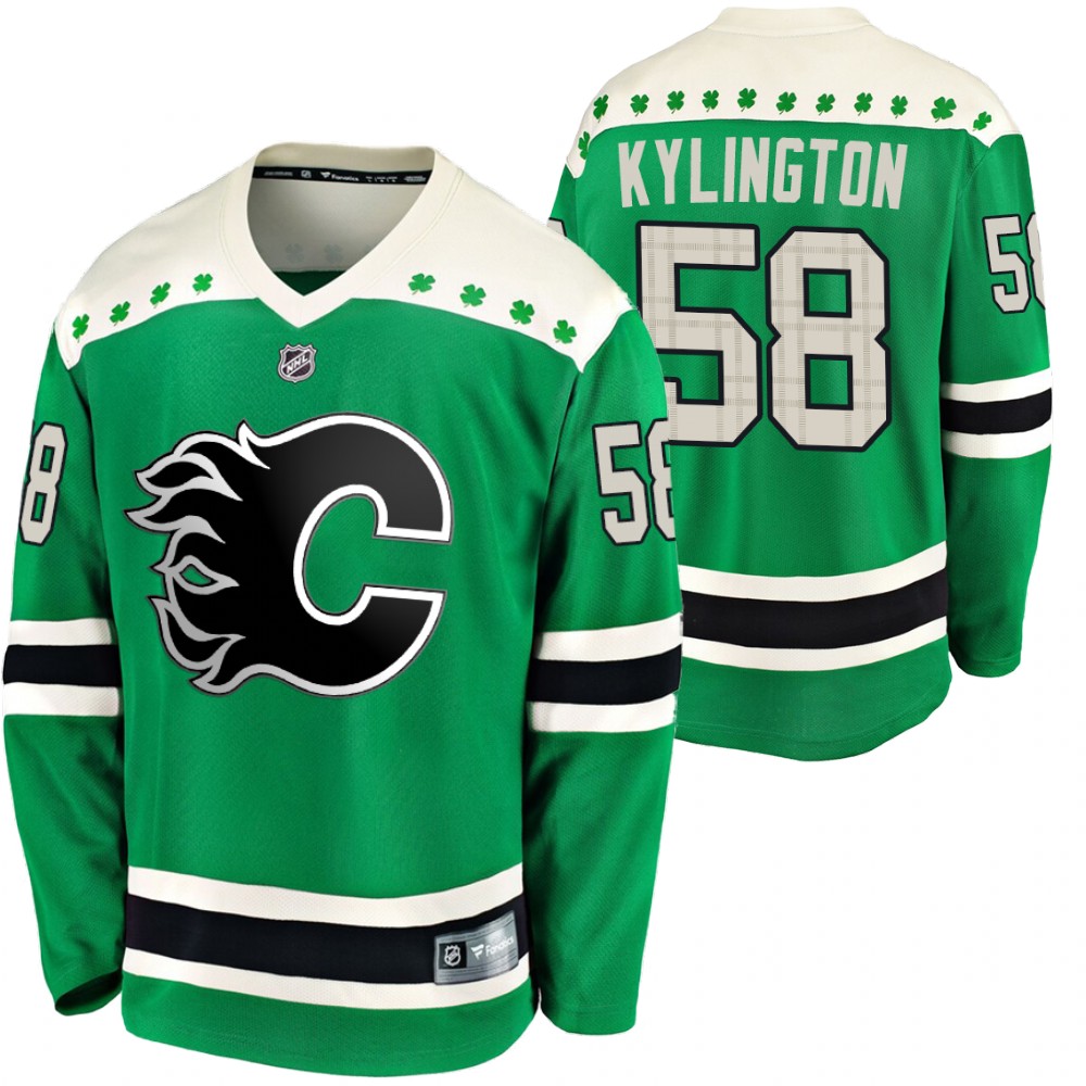 Flames Oliver Kylington 2020 St. Patrick's Day Green #58 Breakaway Jersey