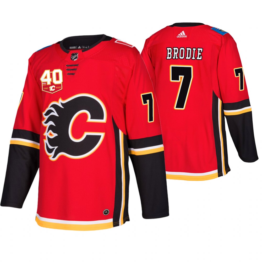 Flames T. J. Brodie Red 40th Anniversary Retro Third Jersey