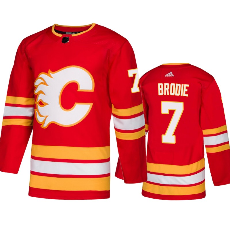 Flames TJ Brodie Red Adidas Authentic Alternate Jersey