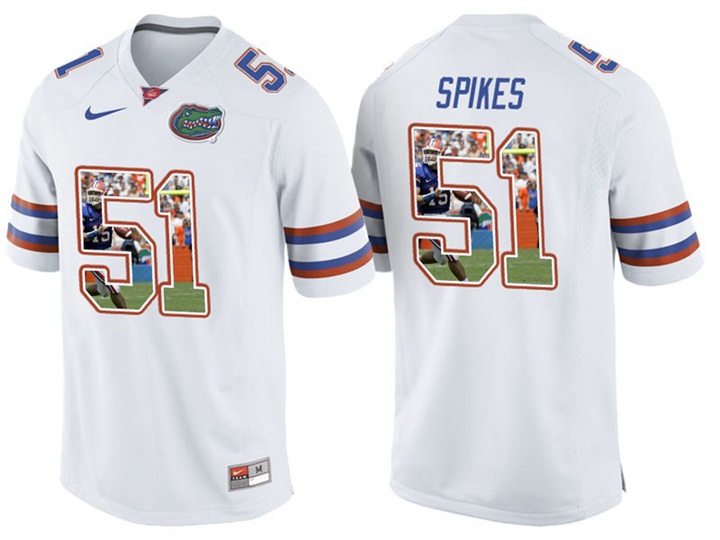 Florida Gators Brandon Spikes White Printing Player Portrait Football Jersey