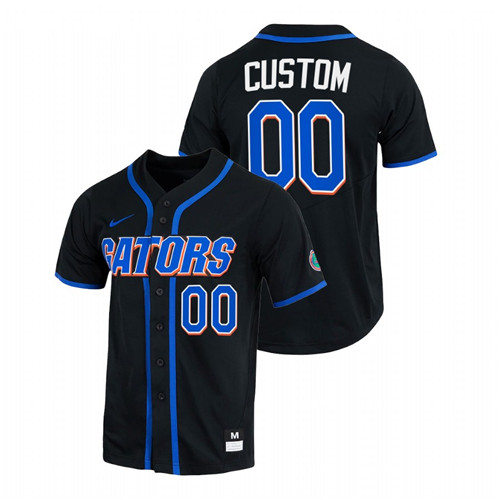 Florida Gators Custom Men Black College Baseball Full-Button Jersey