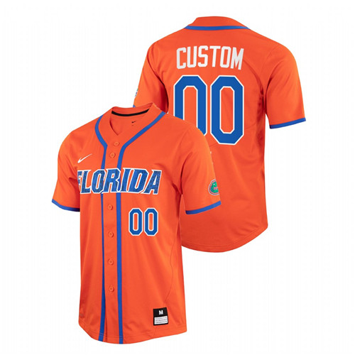 Florida Gators Custom Men Orange College Baseball Full-Button Jersey