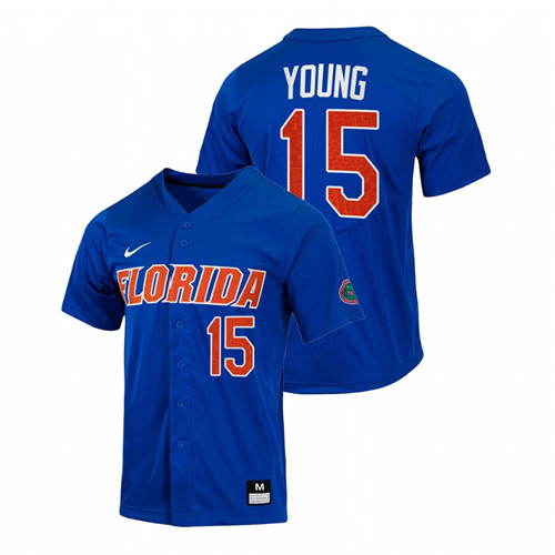 Florida Gators Danny Young Men Royal College Baseball Full-Button Jersey