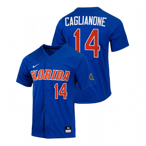 Florida Gators Jac Caglianone Men Royal College Baseball Full-Button Jersey