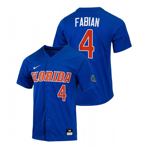 Florida Gators Jud Fabian Men Royal College Baseball Full-Button Jersey