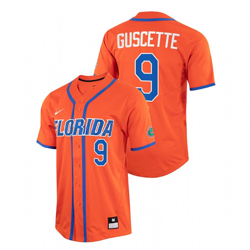 Florida Gators Mac Guscette Men Orange College Baseball Full-Button Jersey