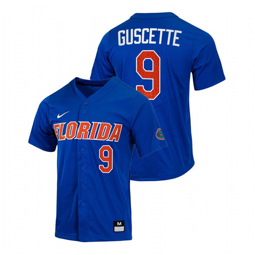 Florida Gators Mac Guscette Men Royal College Baseball Full-Button Jersey