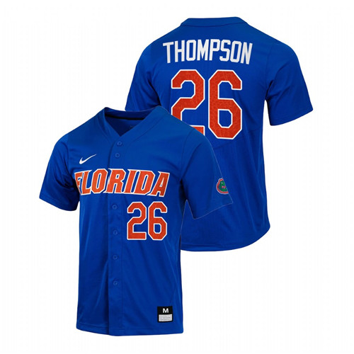 Florida Gators Sterlin Thompson Men Royal College Baseball Full-Button Jersey