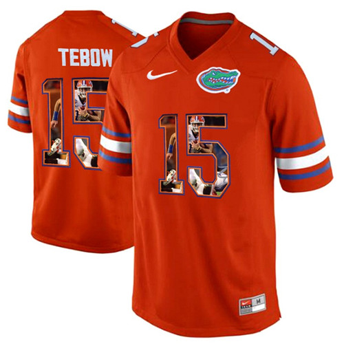 Florida Gators Tim Tebow Orange Printing Player Portrait Football Jersey