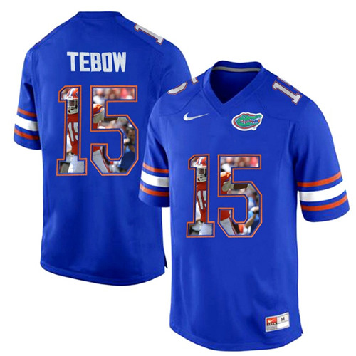 Florida Gators Tim Tebow Royal Blue Printing Player Portrait Football Jersey