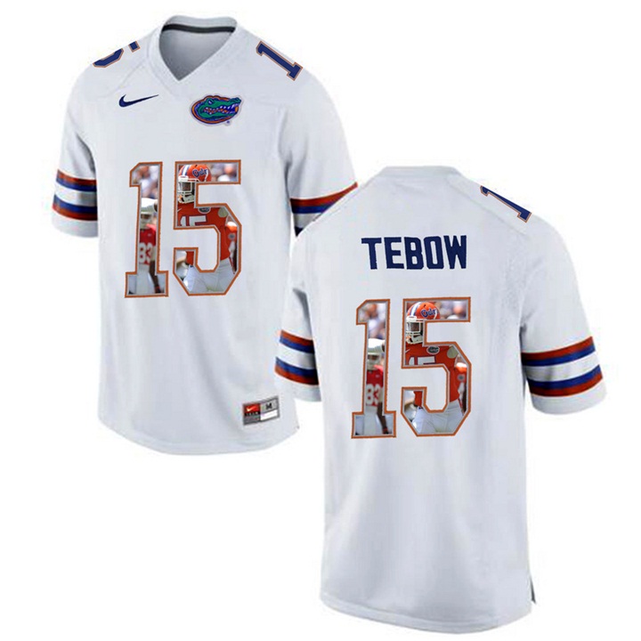 Florida Gators Tim Tebow White Printing Player Portrait Football Jersey