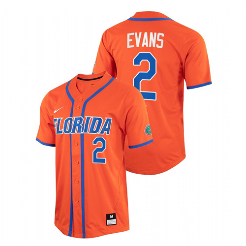 Florida Gators Ty Evans Men Orange College Baseball Full-Button Jersey