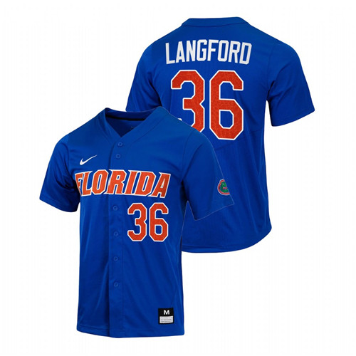 Florida Gators Wyatt Langford Men Royal College Baseball Full-Button Jersey
