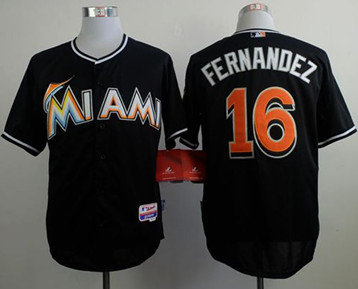 Florida Marlins #16 Jose Fernandez Black Alternate 2 Stitched Baseball Jersey