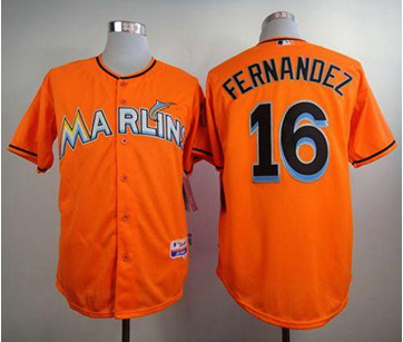 Florida Marlins #16 Jose Fernandez Orange Alternate 1 Stitched Baseball Jersey