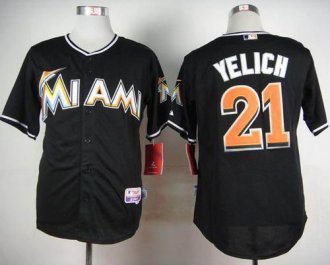 Florida Marlins #21 Christian Yelich Black Cool Base Stitched Baseball Jersey