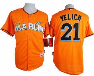 Florida Marlins #21 Christian Yelich Orange Cool Base Stitched Baseball Jersey