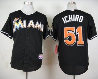 Florida Marlins #51 Ichiro Suzuki Black Cool Base Stitched Baseball Jersey